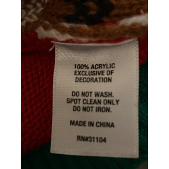 Joyland Ugly Christmas Sweater Rudolph Decorating Tree w/ Elf Snowflakes 3-D - Picture 8 of 8